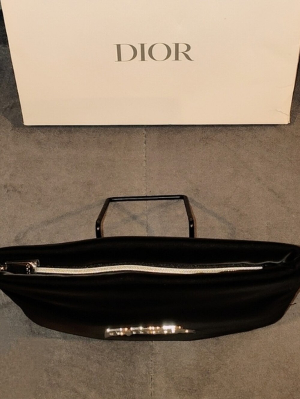 Dior NIB! Black Satin Cosmetic Case with Logo Plaque - Picture 7 of 10